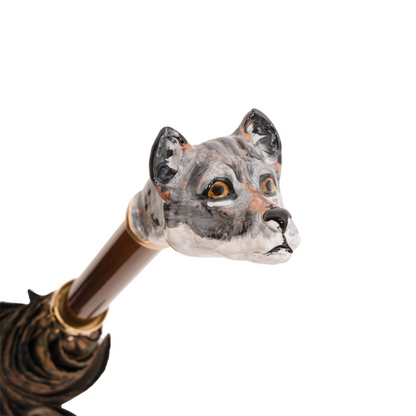 Luxury Wolf Umbrella – Handmade Italian Brass Handle | Automatic Opening Rain Protection
