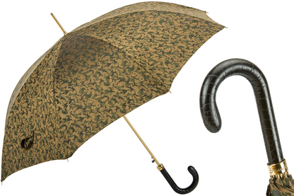Camouflage Umbrella – Handmade Italian Leather Handle | Automatic Open Rain Protection