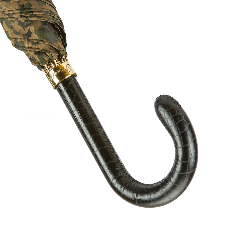Camouflage Umbrella – Handmade Italian Leather Handle | Automatic Open Rain Protection
