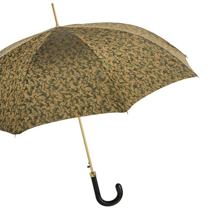 Camouflage Umbrella – Handmade Italian Leather Handle | Automatic Open Rain Protection