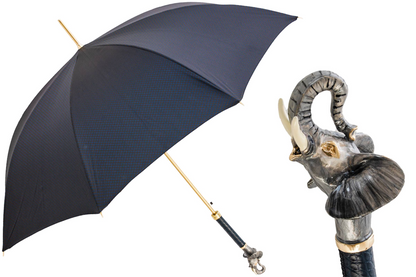 Elephant Umbrella – Handmade Italian Rain Umbrella with Enameled Brass Handle