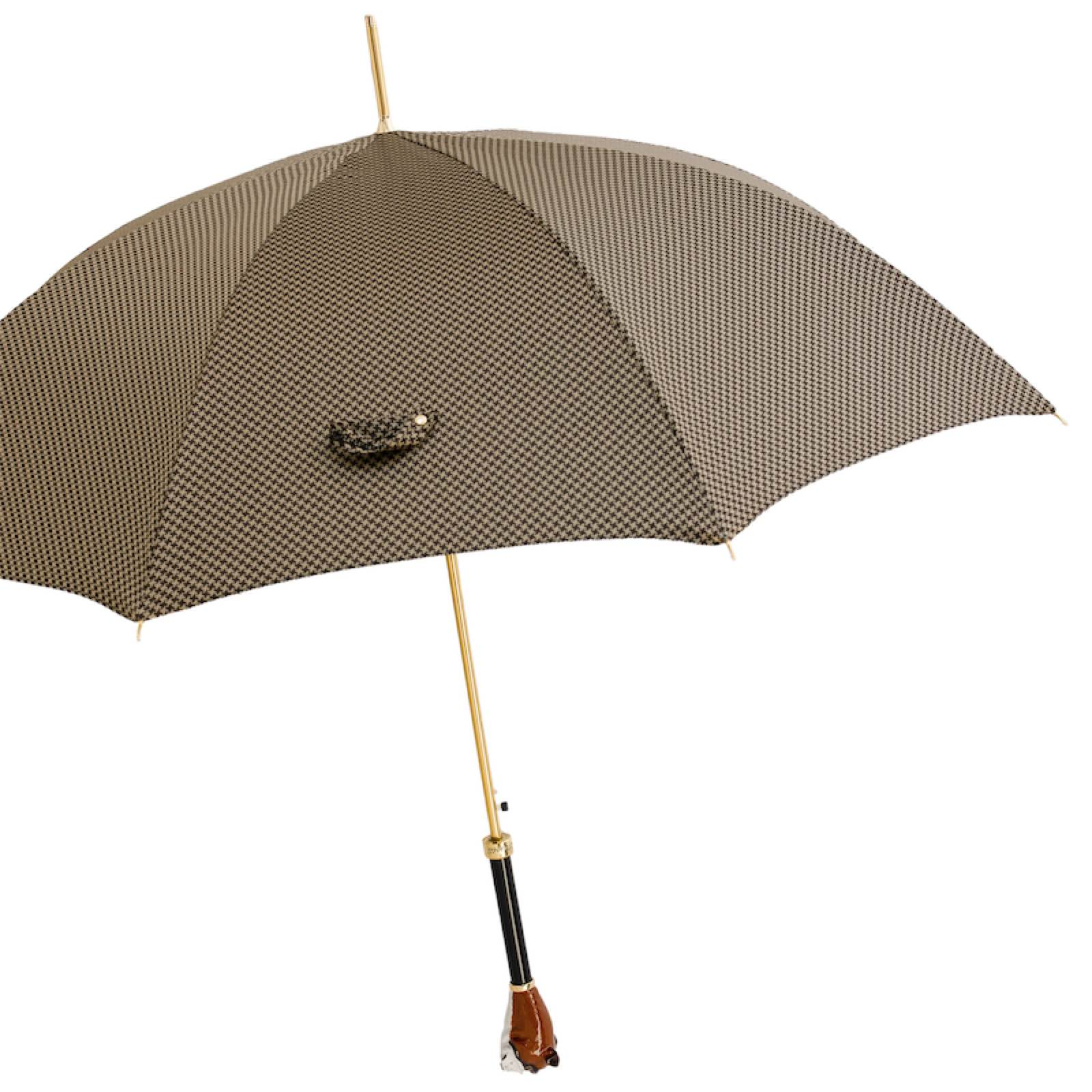 English Bulldog Umbrella – Handmade Italian Luxury Rain Umbrella With Enameled Brass Handle