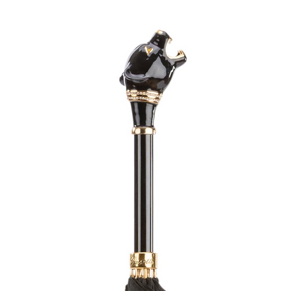 Black Panther Umbrella – Luxury Men's Rain Umbrella with Enameled Brass Handle