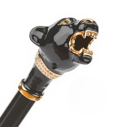 Black Panther Umbrella – Luxury Men's Rain Umbrella with Enameled Brass Handle