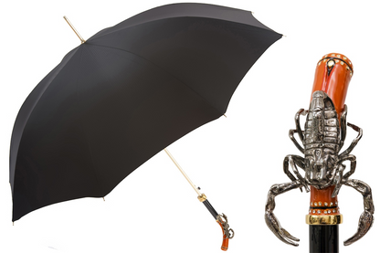 Scorpion Umbrella | Elegant Rain Umbrella with Swarovski Crystal Handle & Waterproof Canopy