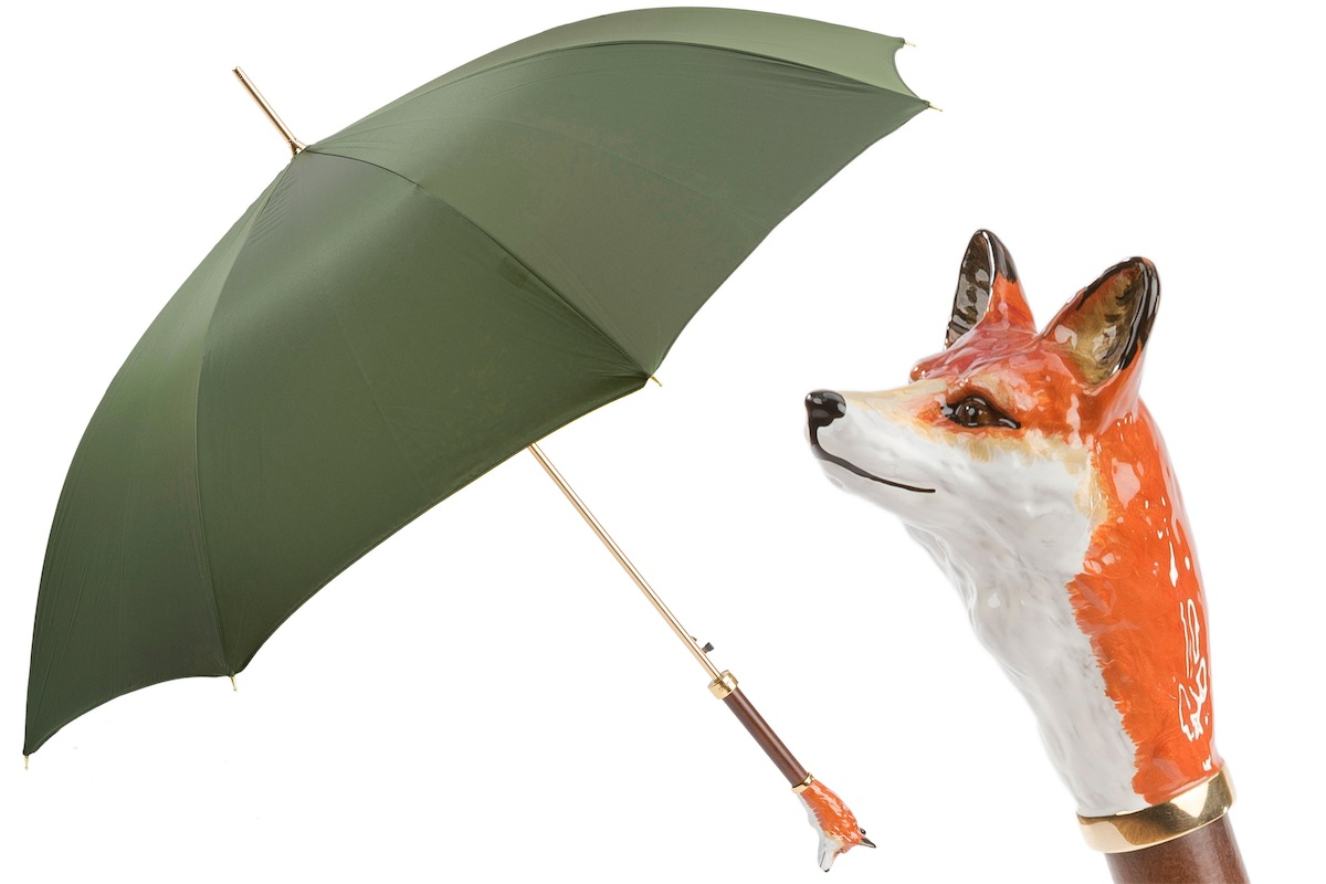 Fox Umbrella – Italian Handmade Rain Umbrella with Enameled Brass Handle & Automatic Opening