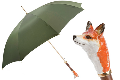 Fox Umbrella – Italian Handmade Rain Umbrella with Enameled Brass Handle & Automatic Opening