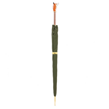 Fox Umbrella – Italian Handmade Rain Umbrella with Enameled Brass Handle & Automatic Opening
