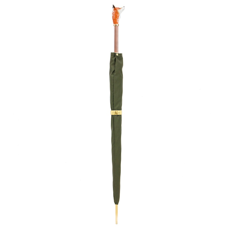 Fox Umbrella – Italian Handmade Rain Umbrella with Enameled Brass Handle & Automatic Opening