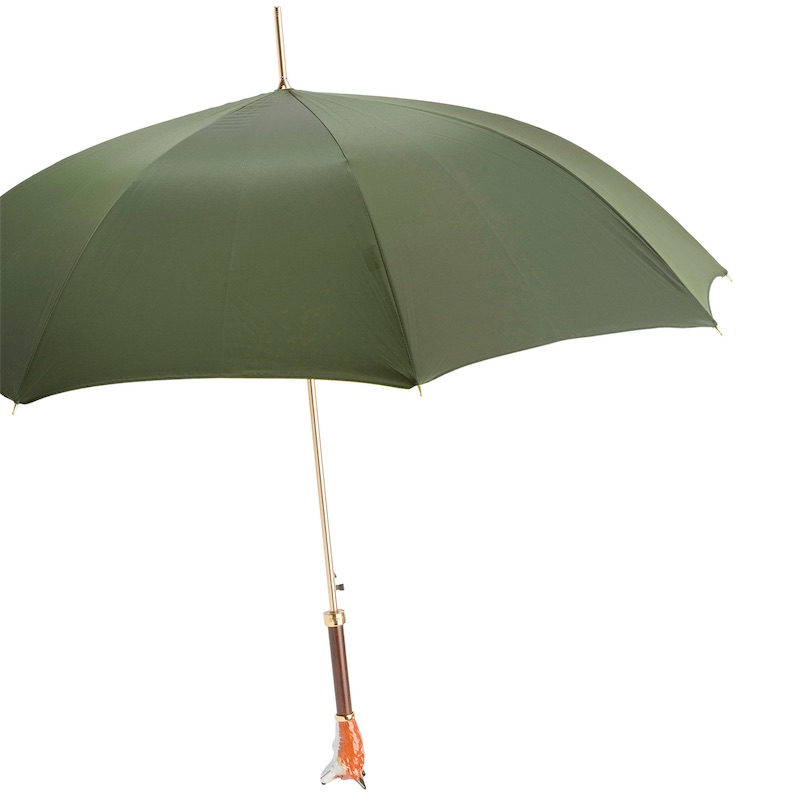 Fox Umbrella – Italian Handmade Rain Umbrella with Enameled Brass Handle & Automatic Opening