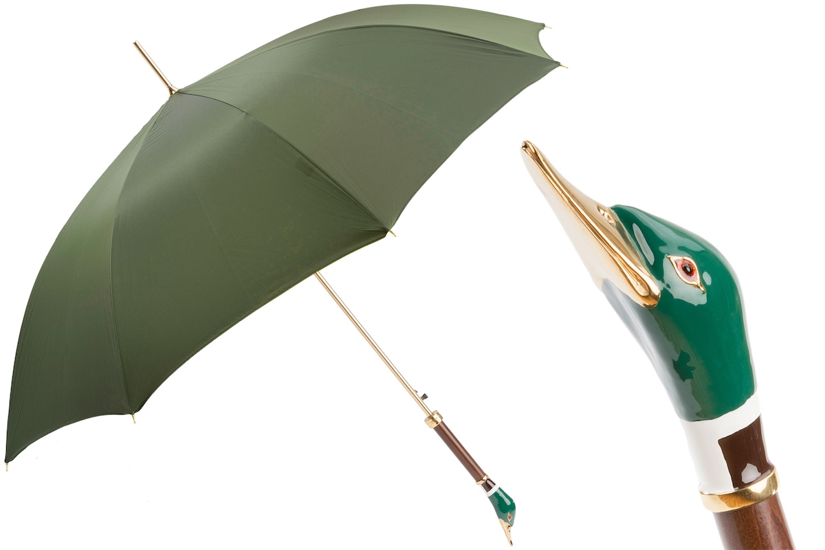 Handmade Italian Umbrella – Luxury Rain Umbrella with Enameled Brass Handle