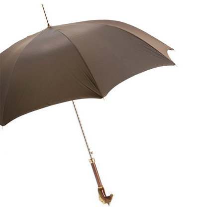 Luxury Brown Umbrella – Handmade Italian Automatic Rain Protection Accessory