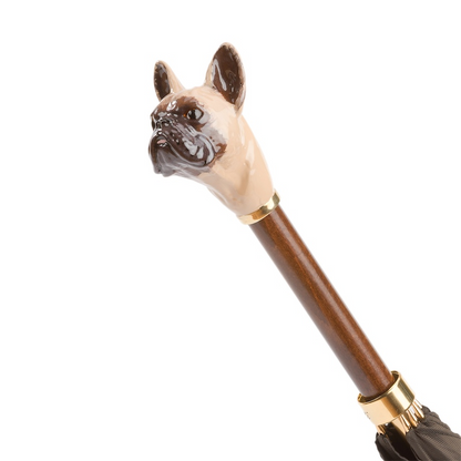 French Bulldog Umbrella – Handmade Italian Luxury Rain Umbrella with Enameled Brass Handle