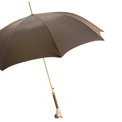 French Bulldog Umbrella – Handmade Italian Luxury Rain Umbrella with Enameled Brass Handle