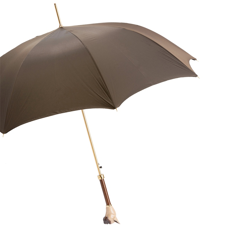 French Bulldog Umbrella – Handmade Italian Luxury Rain Umbrella with Enameled Brass Handle