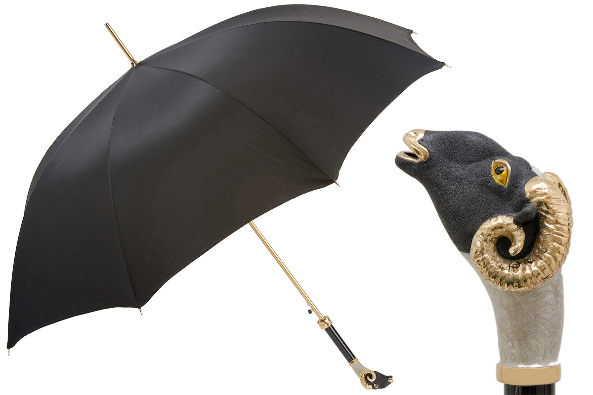 Handmade Luxury Umbrella – Italian Crafted Rain Umbrella with Enameled Brass Handle