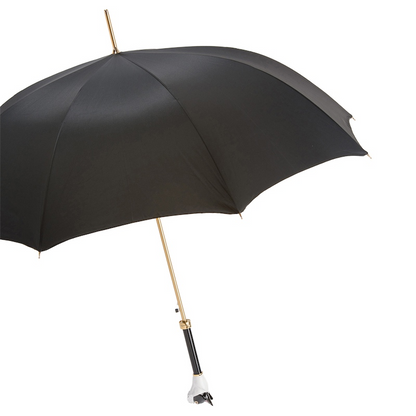 French Bulldog Umbrella – Handmade Italian Luxury Rain Umbrella with Enameled Brass Handle