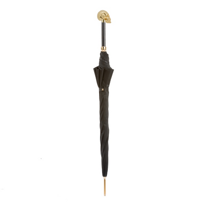 Golden Skull Umbrella – Handmade Italian Automatic Rain Umbrella with Gilt Resin Handle