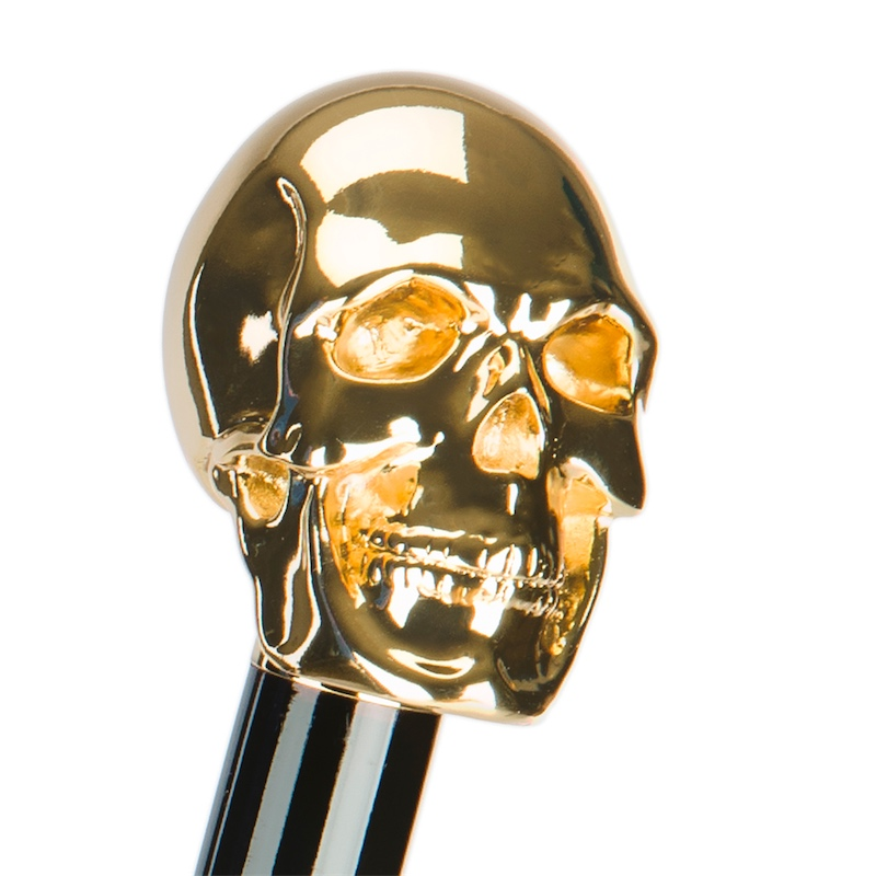 Golden Skull Umbrella – Handmade Italian Automatic Rain Umbrella with Gilt Resin Handle