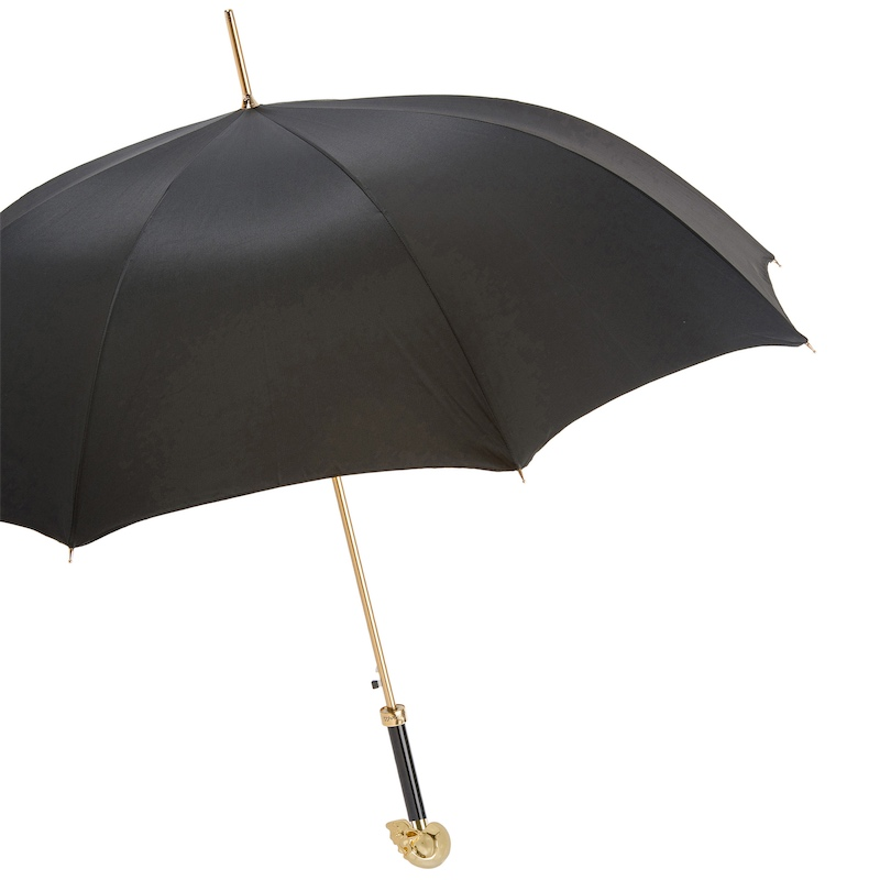 Golden Skull Umbrella – Handmade Italian Automatic Rain Umbrella with Gilt Resin Handle