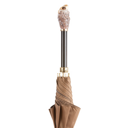 Luxury Owl Umbrella – Handmade Italian Rain Umbrella with Enameled Brass Handle
