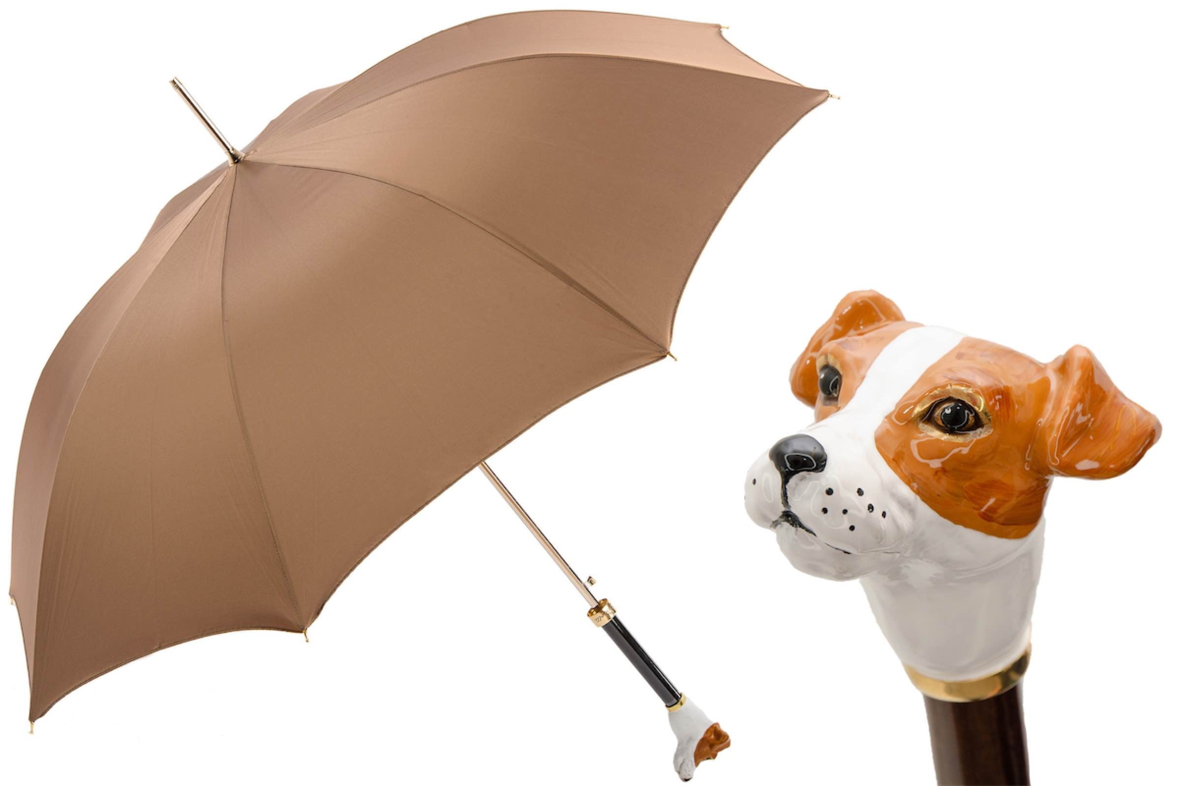 Jack Russell Umbrella – Handmade Italian Luxury Rain Umbrella With Enameled Brass Handle