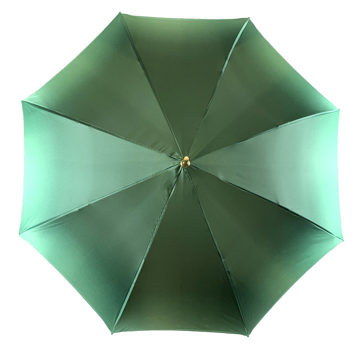 Gradient green luxury umbrella with an enamel rose handle, showcasing its elegant design and sturdy structure.