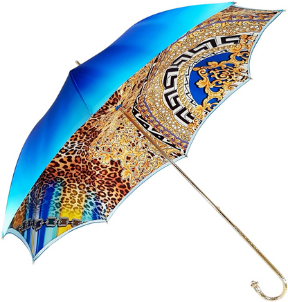 Leopardized Umbrella – Handmade Italian Double Canopy With Swarovski Handle