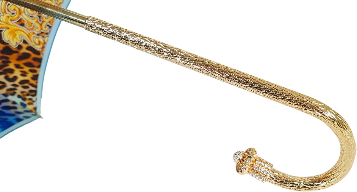Leopardized Umbrella – Handmade Italian Double Canopy With Swarovski Handle