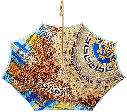 Leopardized Umbrella – Handmade Italian Double Canopy With Swarovski Handle