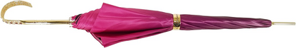 Fuchsia Double Canopy Umbrella – Handmade Satin Floral Interior with Swarovski Handle