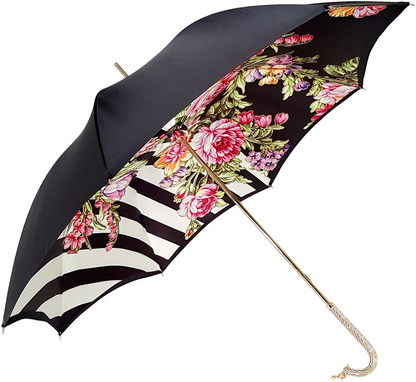 Luxury Double Canopy Umbrella – Swarovski Jeweled Handle | Italian Made Rain Accessory