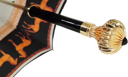 Double Cloth Umbrella – Women's Rain Umbrella with Elegant Horses Print & UV Protection