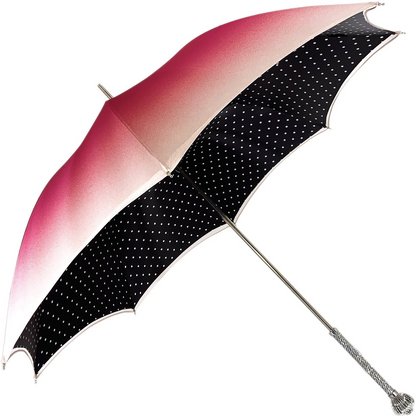 Luxury Women Umbrella – Black and White Umbrella with Swarovski Crystal Handle