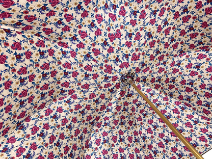 Ivory Umbrella – Handmade Italian Satin Canopy with Fuchsia Floral Interior & 24K Gold Handle
