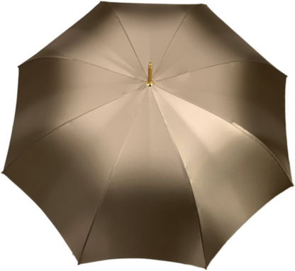 Ivory Umbrella – Handmade Italian Satin Canopy with Fuchsia Floral Interior & 24K Gold Handle