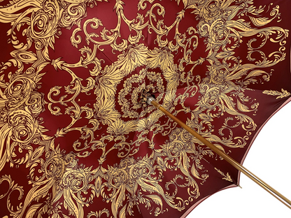 Luxury Burgundy Umbrella – Automatic Opening, Regal Crown Design with Red Stone Handle