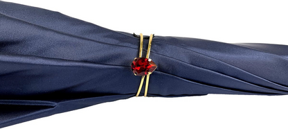 Women's Blue Umbrella – Handmade Italian Double Cloth Canopy | Swarovski Crystal Handle