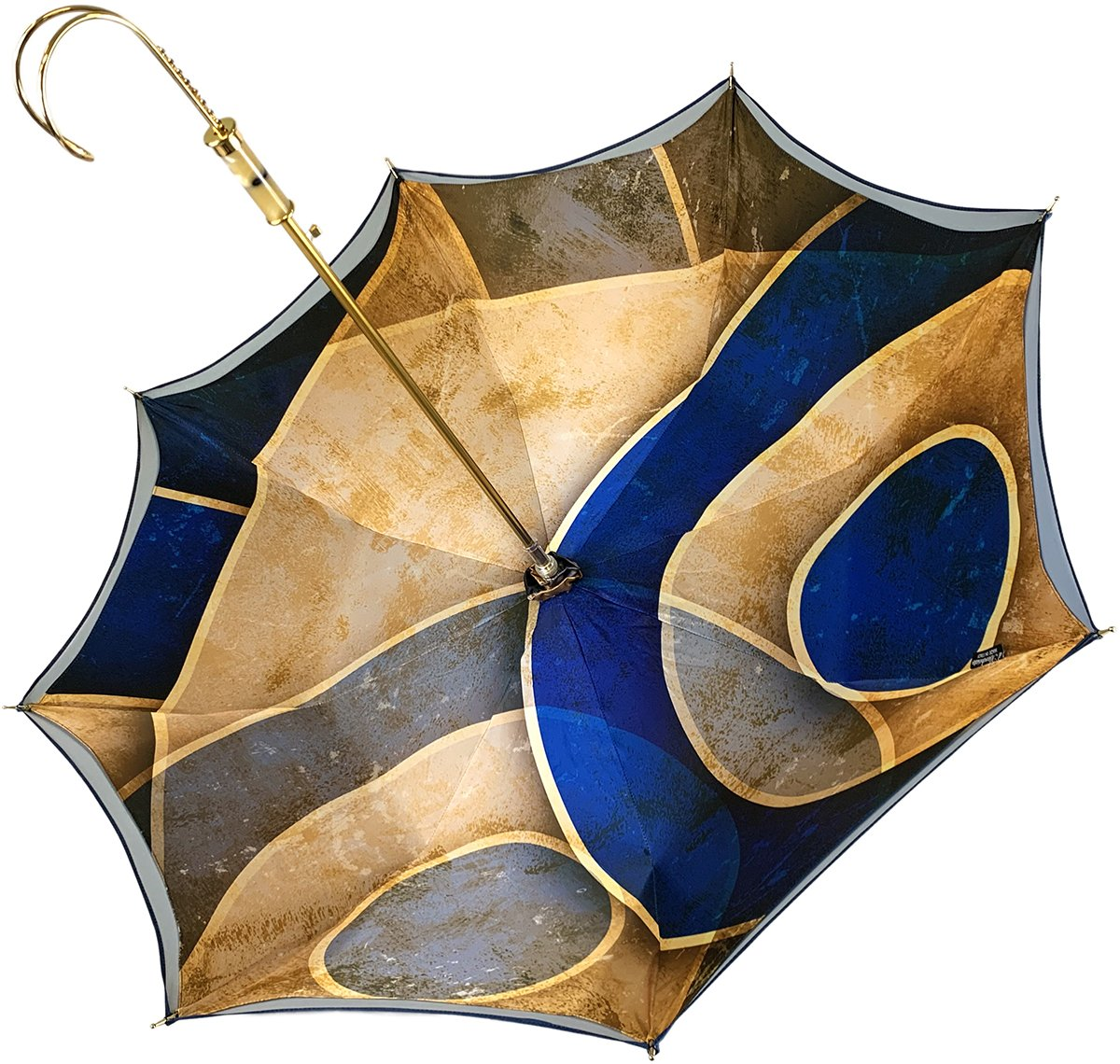 Handcrafted Luxury Umbrella – Italian Satin Double Canopy Rain Umbrella with Blue Swarovski Crystals
