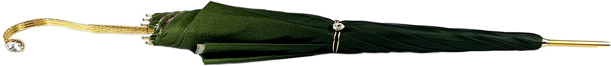 Italian Luxury Umbrella – Elegant Green Floral Double Canopy Rain Umbrella