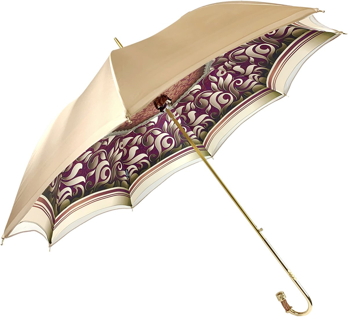 Handmade Cream Umbrella – Luxury Rain Accessory With Automatic Opening & UV Protection