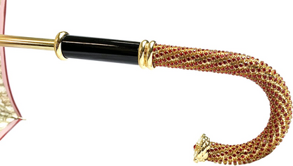 Baroque Print Umbrella – Italian Handmade Luxury Rain Accessory With 24K Gold Handle