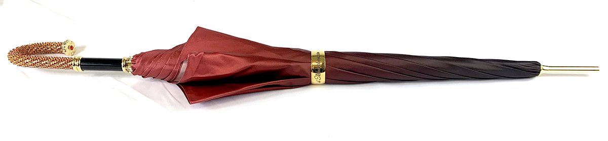 Baroque Print Umbrella – Italian Handmade Luxury Rain Accessory With 24K Gold Handle