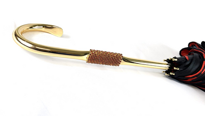 Giraffe Print Umbrella – Handmade Italian Design | Black Satin Canopy, 24K Gold Handle