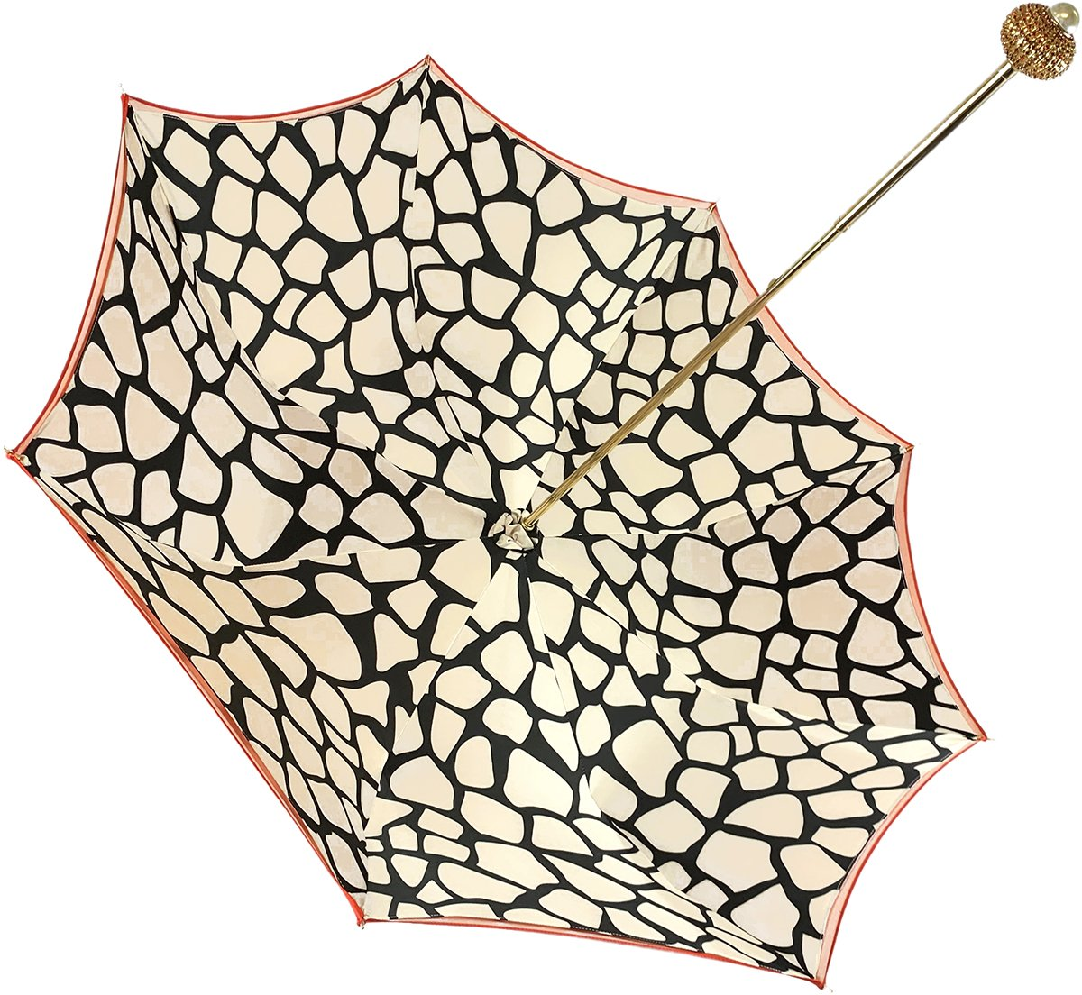 Luxury Giraffe Umbrella – Handmade Italian Rain Umbrella With Red Satin Canopy