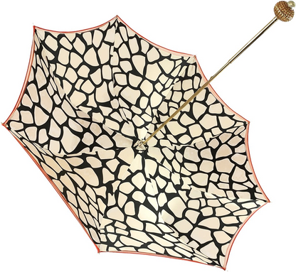 Luxury Giraffe Umbrella – Handmade Italian Rain Umbrella With Red Satin Canopy