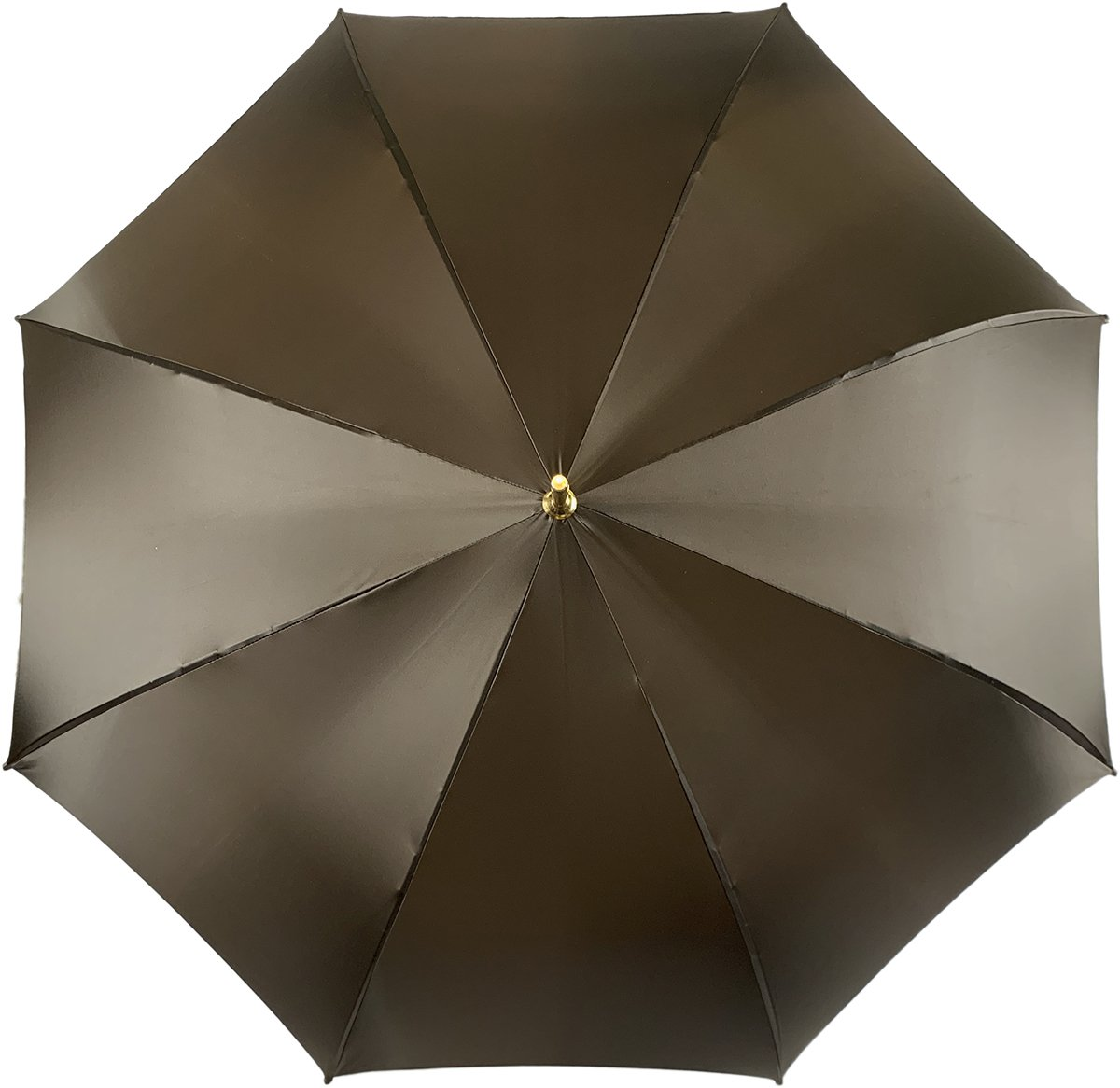 Double Cloth Umbrella – Brown Satin Rain Umbrella with Rhombus Pattern & Gold-Plated Handle