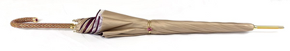 Cream Double Fabric Umbrella – Luxury Rain Umbrella with Gold Plated Handle & UV Protection