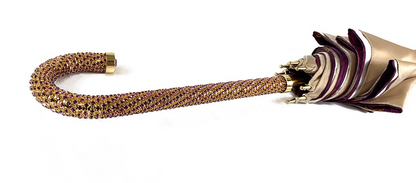 Cream Double Fabric Umbrella – Luxury Rain Umbrella with Gold Plated Handle & UV Protection