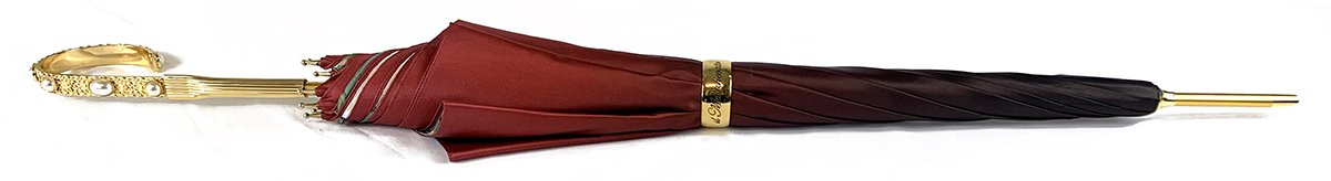 Flowered Umbrella - Luxury Rain Umbrella With 24K Gold Handle & Satin Fabric